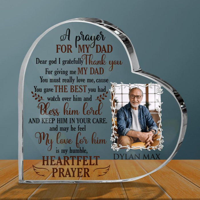 Custom Personalized Photo Dad Crystal Heart -  Best Gift Idea For Dad - A Prayer For My Dad