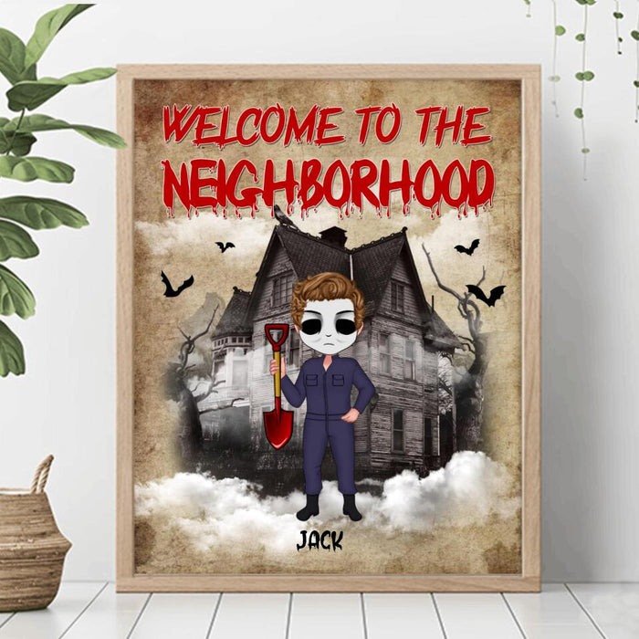 Custom Personalized Horror Poster - Upto 4 People - Gift Idea For Halloween/Friends - Welcome To The Neighborhood