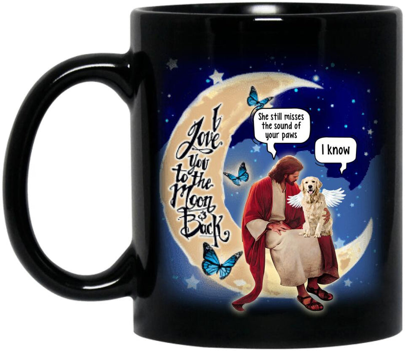 Custom Personalized Dog And Jesus Sitting On The Moon Coffee Mug - Memorial Gift Idea For Dog Lover