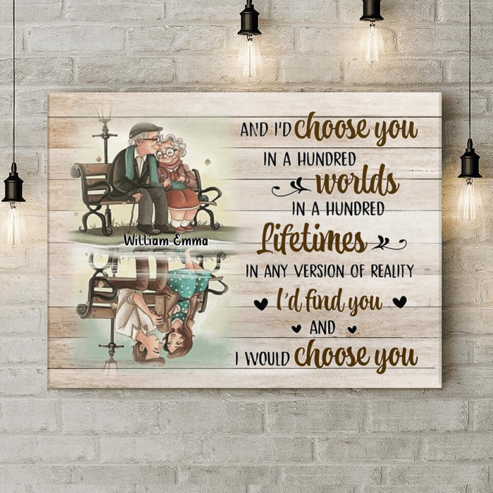 Custom Couple Name Horizontal Canvas - Gift Idea For Couple/ Wife/ Husband -  I'd Find You and I'd Choose You