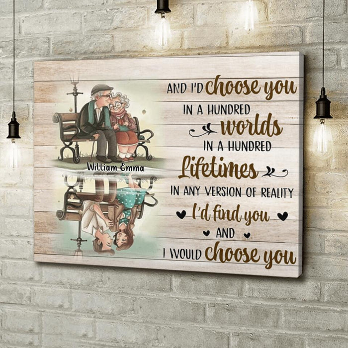 Custom Couple Name Horizontal Canvas - Gift Idea For Couple/ Wife/ Husband -  I'd Find You and I'd Choose You