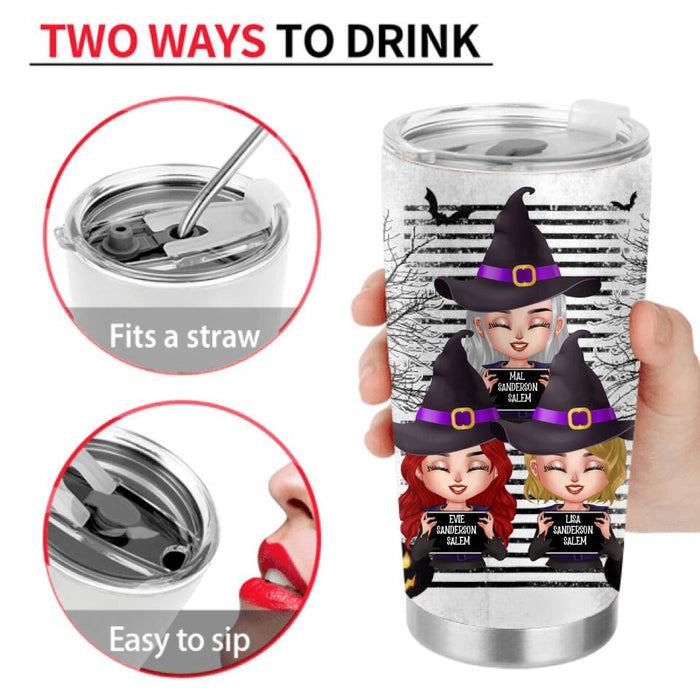 Custom Personalized Witch Tumbler - Gift Idea For Halloween/ Friends/ Besties With Upto 3 Girls - Bad Girls Have More Fun