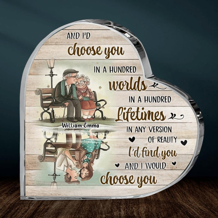 Custom Couple Name Crystal Heart - Gift Idea For Couple/ Wife/ Husband - I'd Find You and I'd Choose You