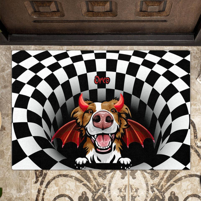 Custom Personalized Halloween Clown Dog Cat Doormat - Gift Idea For Halloween/ Dog, Cat Lover With Upto 6 Pets