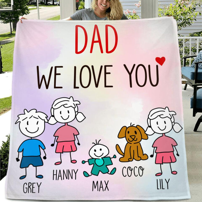 Custom Personalized Family Blanket/Pillow Cover - Gift for Family/Grandma/Grandpa/Mom/Dad, Dog Cat Lovers- We love you Blanket/Pillow cover - Up to 5 Kids/Pets