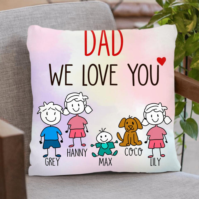 Custom Personalized Family Blanket/Pillow Cover - Gift for Family/Grandma/Grandpa/Mom/Dad, Dog Cat Lovers- We love you Blanket/Pillow cover - Up to 5 Kids/Pets