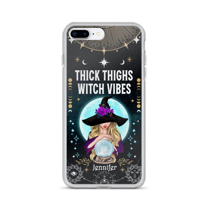 Custom Personalized Witch Phone Case - Best Gift Idea For Halloween - Thick Thighs Witch Vibes Witchy Wicca - Case For iPhone And Samsung