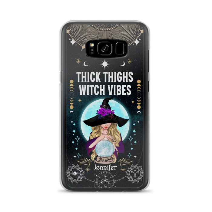 Custom Personalized Witch Phone Case - Best Gift Idea For Halloween - Thick Thighs Witch Vibes Witchy Wicca - Case For iPhone And Samsung