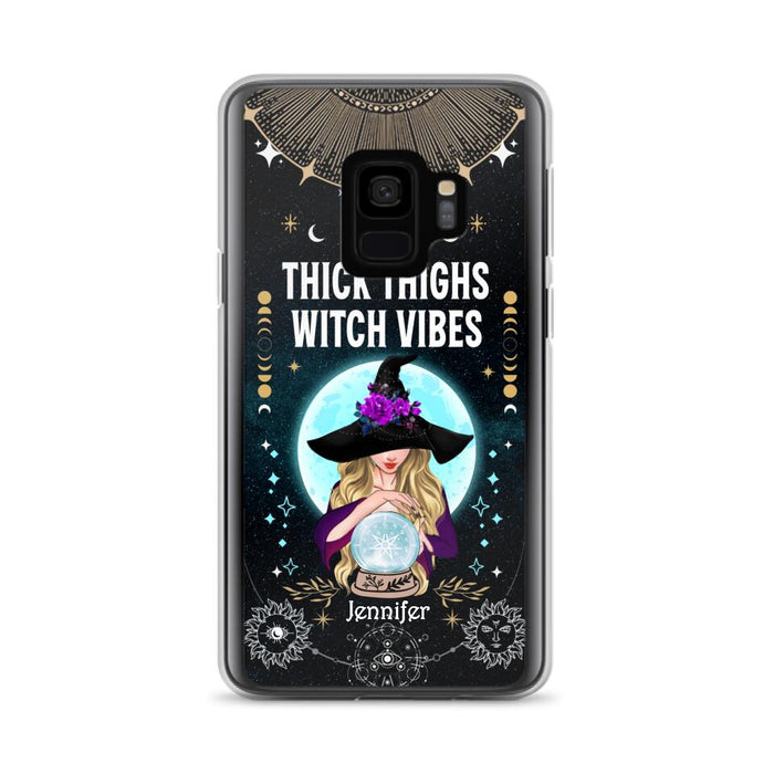 Custom Personalized Witch Phone Case - Best Gift Idea For Halloween - Thick Thighs Witch Vibes Witchy Wicca - Case For iPhone And Samsung