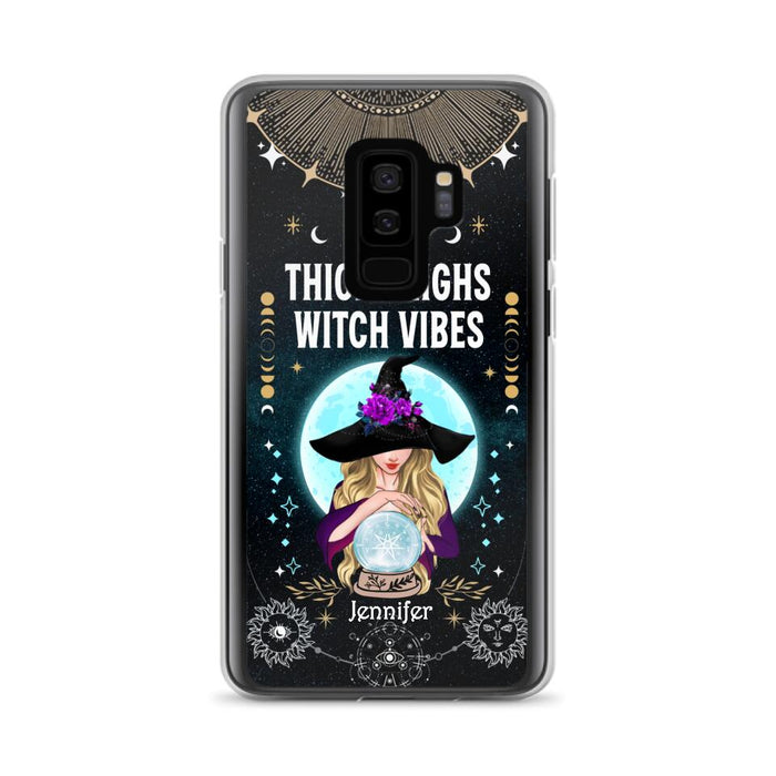 Custom Personalized Witch Phone Case - Best Gift Idea For Halloween - Thick Thighs Witch Vibes Witchy Wicca - Case For iPhone And Samsung