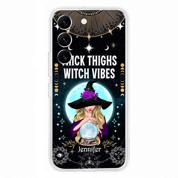 Custom Personalized Witch Phone Case - Best Gift Idea For Halloween - Thick Thighs Witch Vibes Witchy Wicca - Case For iPhone And Samsung