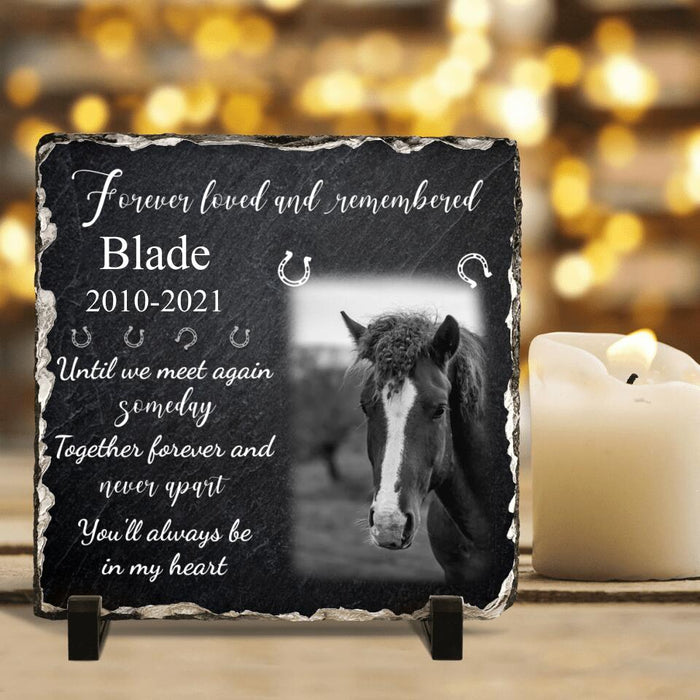 Custom Personalized Memorial Horse Photo Square Lithograph - Memorial Gift Idea For Horse Lovers - Forever Loved And Remembered