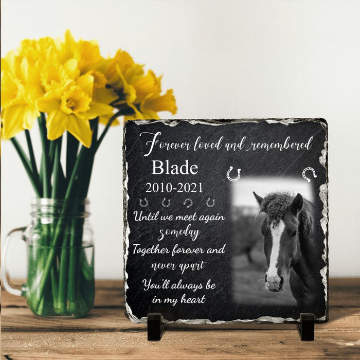 Custom Personalized Memorial Horse Photo Square Lithograph - Memorial Gift Idea For Horse Lovers - Forever Loved And Remembered