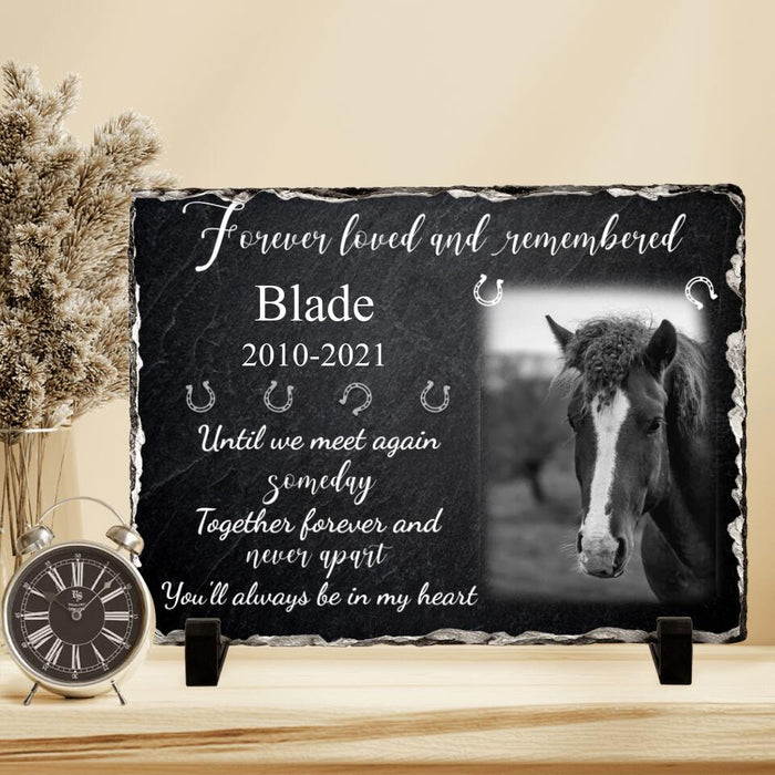 Custom Personalized Memorial Horse Photo Horizontal Lithograph - Memorial Gift Idea For Horse Lovers - Forever Loved And Remembered