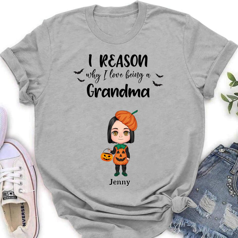 Personalized Halloween Kids Shirt - Up to 10 Kids - Halloween Gift Idea For Grandma/Granpa - Reason Why I Love Being A Grandma
