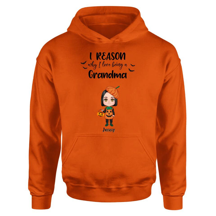 Custom Personalized Halloween Kids Shirt - Upto 10 Kids - Halloween Gift Idea For Grandma/Granpa - Reason Why I Love Being A Grandma