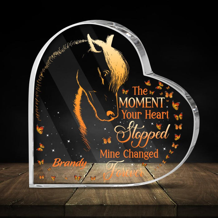 Custom Personalized Memorial Horse Crystal Heart -  Memorial Gift Idea For Loss Of Horse - The Moment Your Heart Stopped Mine Changed Forever