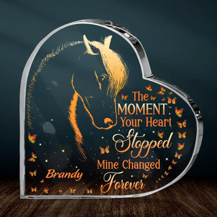 Custom Personalized Memorial Horse Crystal Heart -  Memorial Gift Idea For Loss Of Horse - The Moment Your Heart Stopped Mine Changed Forever