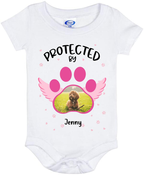 Personalized Dog Photo Baby Onesie - Up to 4 Dogs - Best Gift Idea For Baby/Dog Owners - Protected By