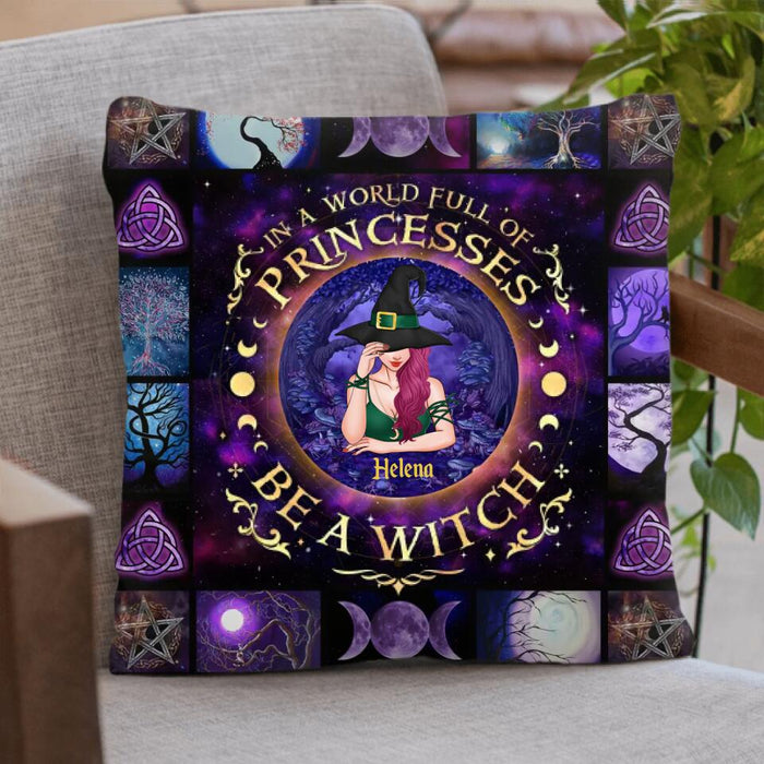 Custom Personalized Witchy Halloween Quilt/Single Layer Fleece Blanket/Pillow Cover - Gift Idea For Halloween Day - In A World Full Of Princesses Be A Witch