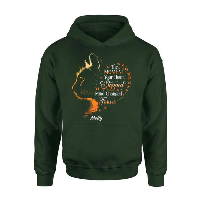 Personalized Memorial Cat Shirt/ Hoodie - Memorial Gift For Loss Of Cat - The Moment Your Heart Stopped Mine Changed Forever