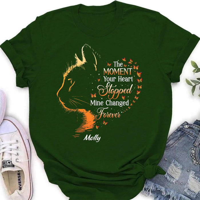 Personalized Memorial Cat Shirt/ Hoodie - Memorial Gift For Loss Of Cat - The Moment Your Heart Stopped Mine Changed Forever