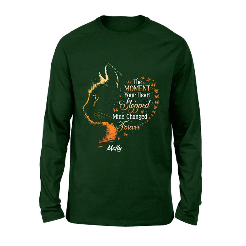 Personalized Memorial Cat Shirt/ Hoodie - Memorial Gift For Loss Of Cat - The Moment Your Heart Stopped Mine Changed Forever
