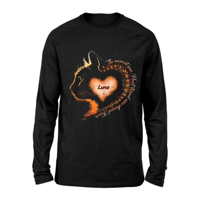 Custom Personalized Memorial Cat Shirt/ Hoodie - Memorial Gift For Loss Of Cat - The Moment Your Heart Stopped Mine Changed Forever