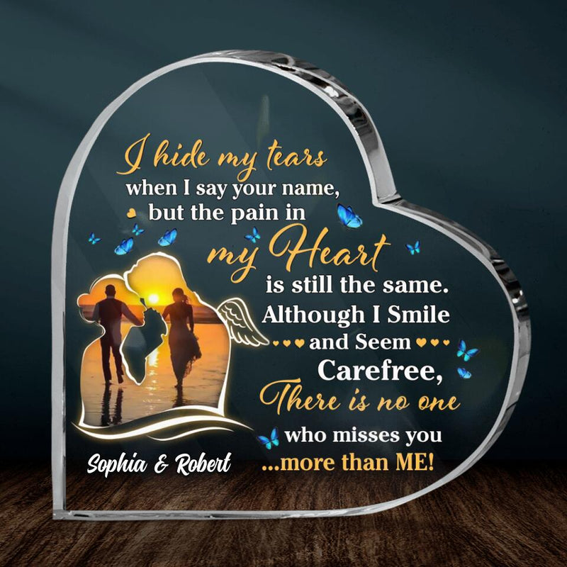 Personalized Memorial Acrylic Plaque - Memorial Gift Idea For Couple - There Is No One Who Misses You More Than Me
