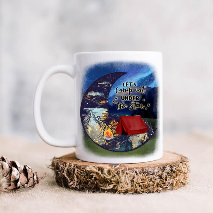 Custom Personalized Camping Moon Coffee Mug - Gift Idea For Camping Lover - Let's Camp Out Under The Star