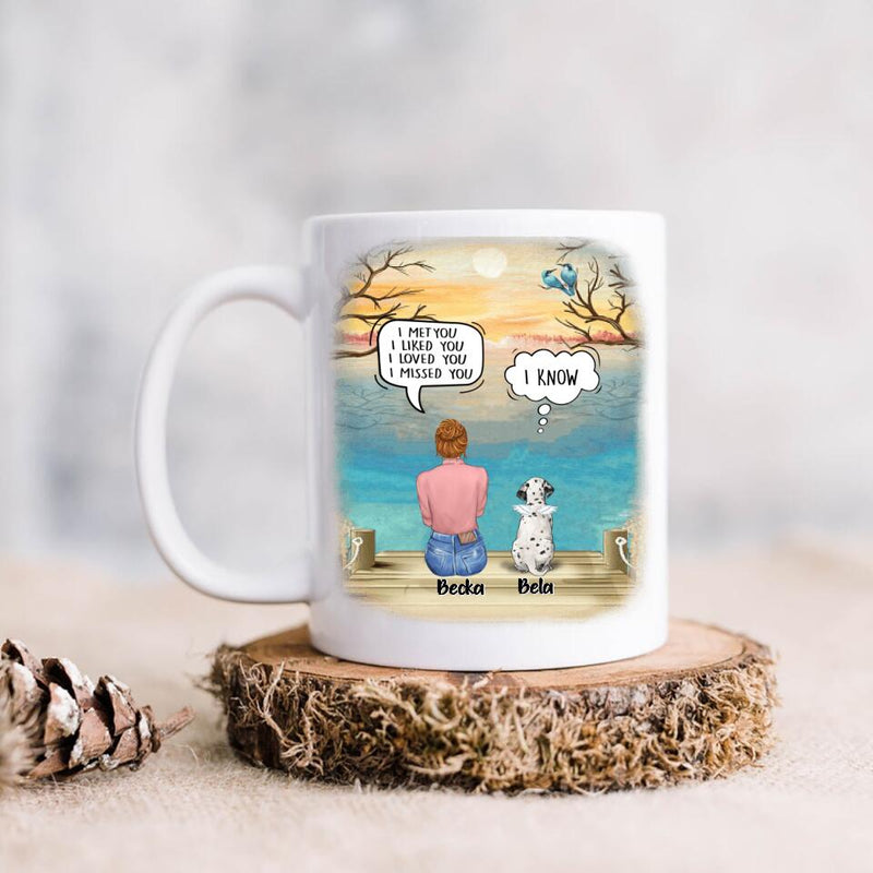 Personalized Memorial Pet Mom Coffee Mug - Up to 5 Pets - Memorial Gift Idea For Dog Cat Lover -  I Met You I Liked You I Loved You I Missed You