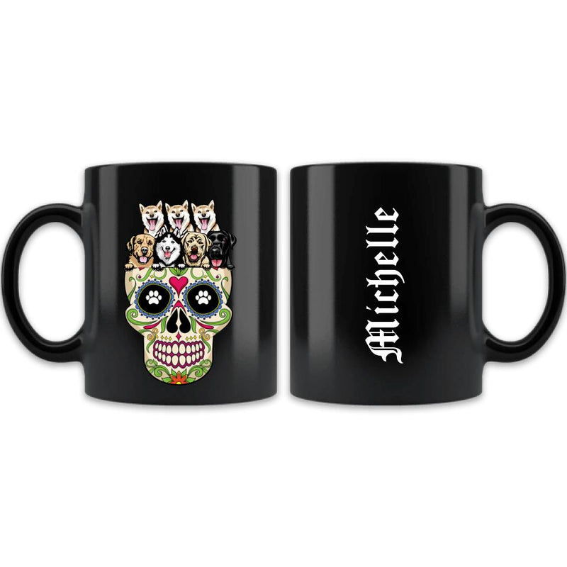Custom Personalized Sugar Skull Pets Coffee Mug - Gift for Dog/Cat Lovers - Up to 7 Pets