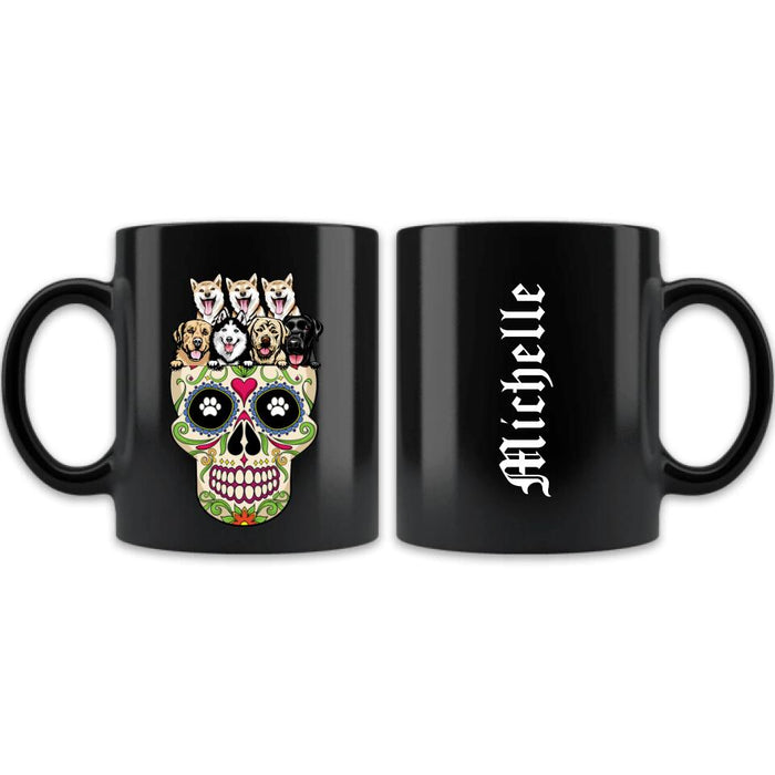 Custom Personalized Sugar Skull Pets Coffee Mug - Gift for Dog/Cat Lovers - Up to 7 Pets