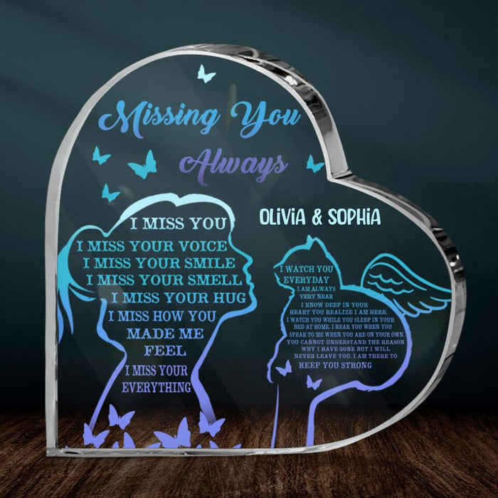 Custom Personalized Memorial Crystal Heart - Gift Idea For Cat Owner - Custom Name - Missing You Always