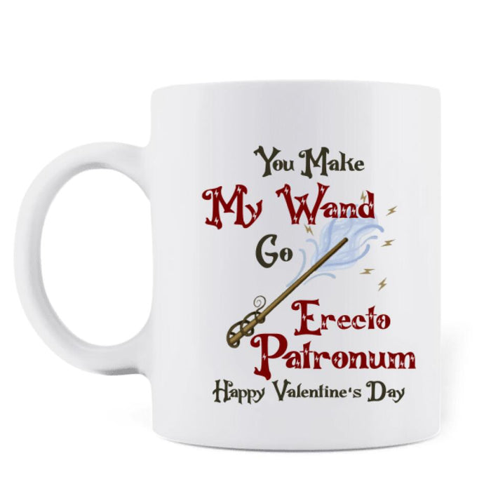 Personalized Custom Couple Mug Coffee - Gifts for Couple Valentines Day - You Make My Wand - Happy Valentine's Day