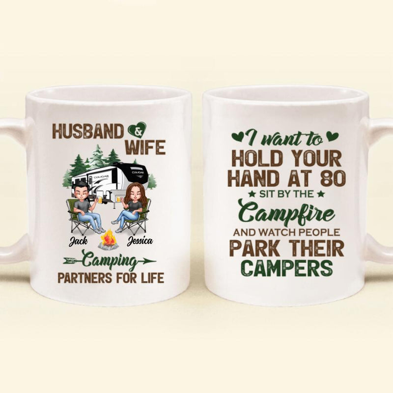 Personalized Camping Couple Coffee Mug - Gift Idea For Couple/Camping Lover - Husband And Wife Camping Partners For Life