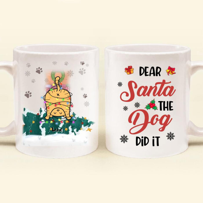 Custom Personalized Cat Butt Coffee Mug - Gift Idea For Christmas/ Cat Lover with up to 5 Cats - Dear Santa The Dog Did It