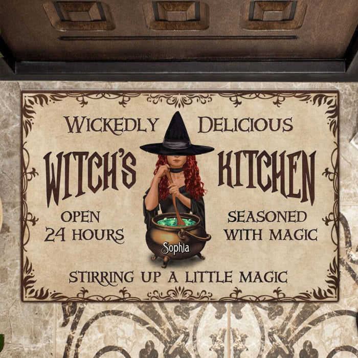 Custom Personalized Witch Doormat - Gift Idea For Halloween - Wickedly Delicious Witch's Kitchen