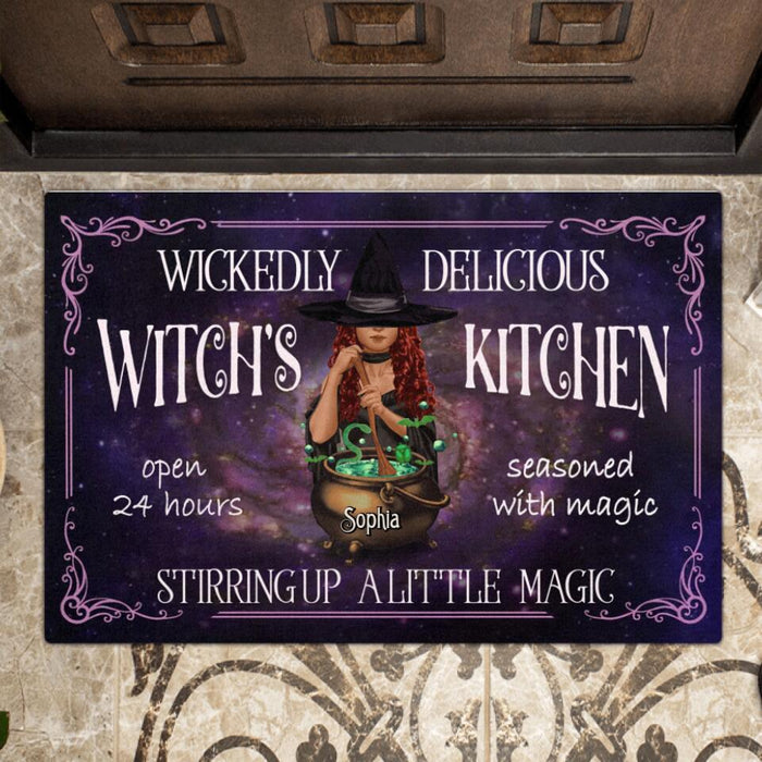 Custom Personalized Witch's Kitchen Doormat - Gift Idea For Halloween - Wickedly Delicious Witch's Kitchen