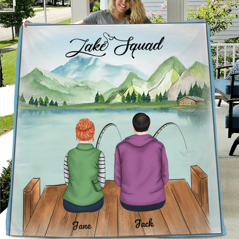 Personalized Fishing Quilt/Fleece Blanket - Couple - Best Gift for Couple - Lake Squad - C7TBRQ
