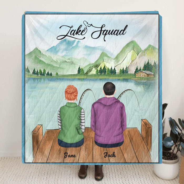 Personalized Fishing Quilt/Fleece Blanket - Couple - Best Gift for Couple - Lake Squad - C7TBRQ