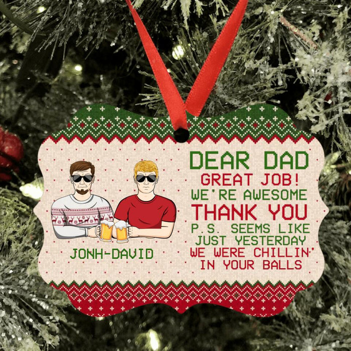 Custom Personalized Great Job Dad Xmas Ornament - Upto 5 People - Gift Idea For Father/ Christmas - Dear Dad Great Job!