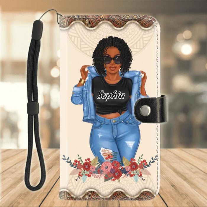 Custom Personalized Chubby Girl Phone Wallet - Gift Idea For Friends/Besties/ Sisters - I'm Not Fat I'm Just So Freakin' Sexy It Overflows