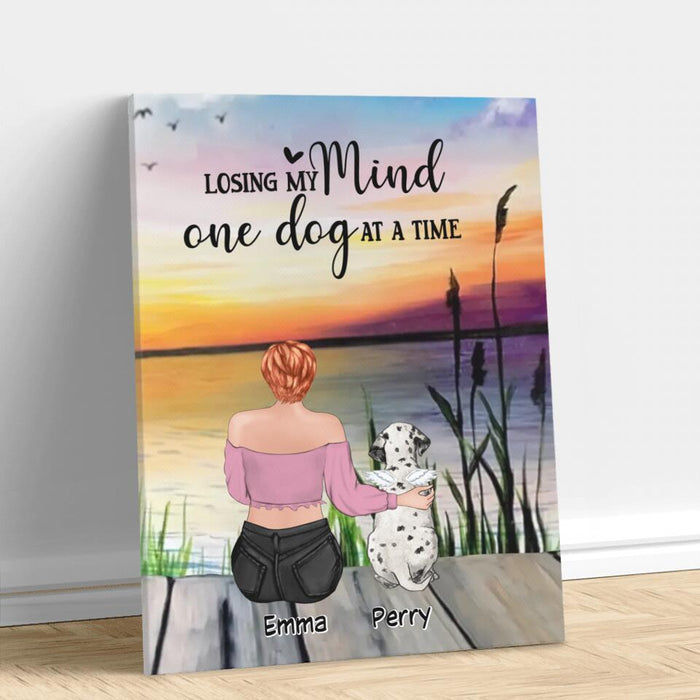 Custom Personalized Pet Mom/ Dad Vertical Canvas - Gift Idea For Pet Lover with up to 5 Cats/ Dogs - Losing My Mind One Dog At A Time