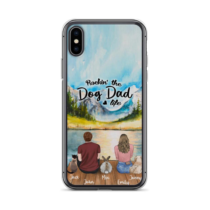 Custom Personalized Pet Couple Phone Case - Couple With Upto 3 Pets - Case For iPhone And Samsung