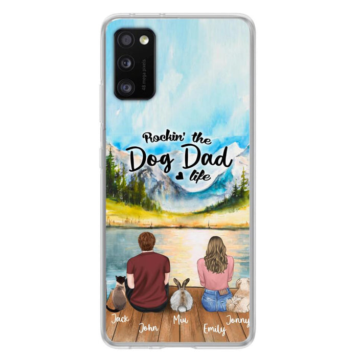 Custom Personalized Pet Couple Phone Case - Couple With Upto 3 Pets - Case For iPhone And Samsung