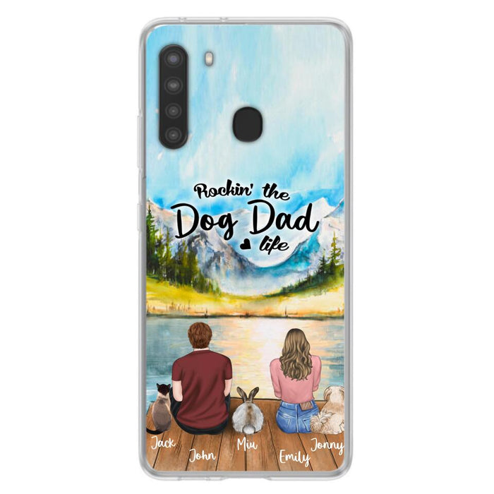 Custom Personalized Pet Couple Phone Case - Couple With Upto 3 Pets - Case For iPhone And Samsung