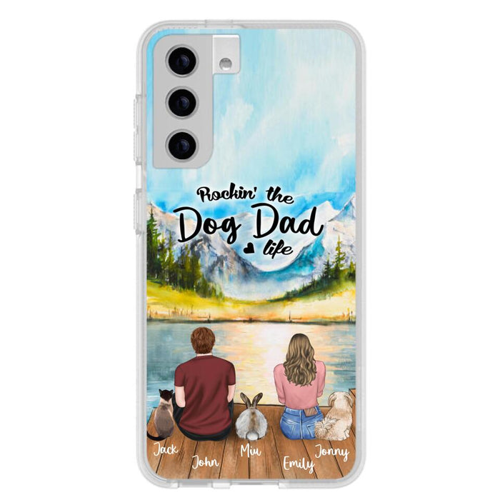 Custom Personalized Pet Couple Phone Case - Couple With Upto 3 Pets - Case For iPhone And Samsung