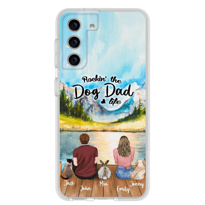 Custom Personalized Pet Couple Phone Case - Couple With Upto 3 Pets - Case For iPhone And Samsung