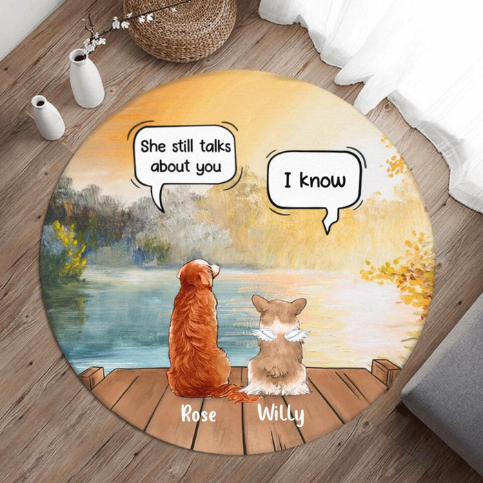 Custom Personalized Pet Memorial Round Rug - Upto 5 Pets - Memorial Gift Idea For Dog/ Cat Lover